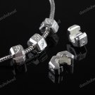 50X SILVER HEXAGON EUROPEAN STOPPER CLIP/LOCKS CHARM BEADS FINDING WHOLESALE
