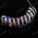 100X WHOLESALE MULTICOLOR CRYSTAL SILVER SPACER BEADS