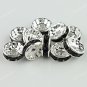 100X WHOLESALE BLACK CRYSTAL SILVER SPACER BEADS 4X10MM