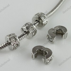 50X CLEAR CRYSTAL EUROPEAN STOPPER CLIP/LOCKS CHARM BEADS FINDING WHOLESALE