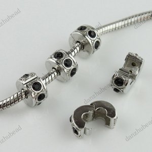 50X BLACK CRYSTAL EUROPEAN STOPPER CLIP/LOCKS CHARM BEADS FINDING WHOLESALE