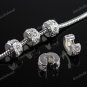 50X CLEAR CRYSTAL SILVER EUROPEAN STOPPER CLIP CHARM BEADS FINDING WHOLESALE