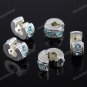 50X OCEAN BLUE CRYSTAL SILVER EUROPEAN STOPPER CLIP CHARM BEADS FINDING