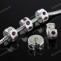 50X DEEP PURPLE CRYSTAL SILVER EUROPEAN STOPPER CHARM BEADS FINDING WHOLESALE