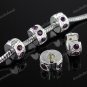 50X DEEP PURPLE CRYSTAL SILVER EUROPEAN STOPPER CHARM BEADS FINDING WHOLESALE