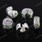 50X LIGHT GREEN CRYSTAL SILVER EUROPEAN STOPPER CHARM BEADS FINDING WHOLESALE