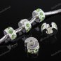 50X LIGHT GREEN CRYSTAL SILVER EUROPEAN STOPPER CHARM BEADS FINDING WHOLESALE