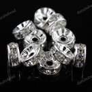100X CLEAR CRYSTAL SILVER SPACER LOOSE BEADS FINDINGS WHOLESALE 8MM