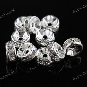 100X WHOLESALE CLEAR CRYSTAL SILVER SPACER LOOSE BEADS FINDINGS 6MM