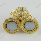 10X CLEAR CRYSTAL GOLDEN MAGNETIC ROUND BALL CLASP FINDINGS 16MM