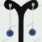1 PAIR DEEP BLUE SWAROVSKI CRYSTAL TRUE 925 SILVER BALL DANGLE EARRINGS 10MM