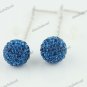 1 PAIR DEEP BLUE SWAROVSKI CRYSTAL TRUE 925 SILVER BALL DANGLE EARRINGS 10MM