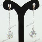 1 PAIR CLEAR AB SWAROVSKI CRYSTAL TRUE 925 SILVER BALL DANGLE EARRINGS 10MM