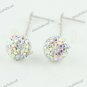 1 PAIR CLEAR AB SWAROVSKI CRYSTAL TRUE 925 SILVER BALL DANGLE EARRINGS 10MM
