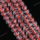 12MM RED GLASS HEART SPACER LOOSE BEADS FINDINGS 1 STRAND 33PCS
