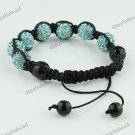1X ADJUSTABLE MACRAME OCEAN BLUE CRYSTAL DISCO BALL BLACK AGATE CHARM BRACELET