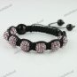 1X ADJUSTABLE MACRAME LIGHT PURPLE CRYSTAL DISCO BALL BLACK AGATE CHARM BRACELET