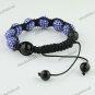 1X ADJUSTABLE MACRAME SAPPHIRE BLUE CRYSTAL DISCO BALL BLACK AGATE BRACELET