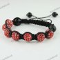 1X ADJUSTABLE MACRAME RED CRYSTAL DISCO BALL BLACK AGATE CHARM BRACELET