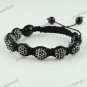 1X ADJUSTABLE MACRAME BLACK CRYSTAL DISCO BALL BLACK AGATE CHARM BRACELET