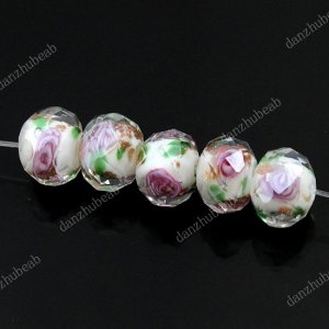 5X WHITE LAMPWORK GLASS FACETED SPACER LOOSE BEADS FINDINGS 7X11MM