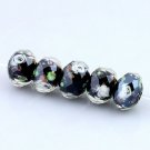 5X BLACK LAMPWORK GLASS FACETED SPACER LOOSE BEADS FINDINGS 7X11MM