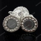 20X CLEAR CRYSTAL SILVER MAGNETIC ROUND BALL CLASP FINDINGS WHOLESALE 14MM