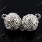 20X CLEAR CRYSTAL SILVER MAGNETIC ROUND BALL CLASP FINDINGS WHOLESALE 14MM
