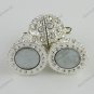 2X CLEAR CRYSTAL SILVER MAGNETIC ROUND BALL BIG CLASP FINDINGS 16MM