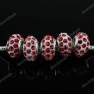 100X RED CRYSTAL EUROPEAN WHITE RESIN CHARM BEADS FINDINGS WHOLESALE LOTS