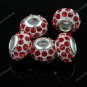 100X RED CRYSTAL EUROPEAN WHITE RESIN CHARM BEADS FINDINGS WHOLESALE LOTS