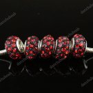 100X RED CRYSTAL EUROPEAN BLACK RESIN CHARM BEADS FINDINGS WHOLESALE LOT
