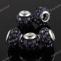 100X VIOLET CRYSTAL EUROPEAN BLACK RESIN CHARM BEADS FINDINGS WHOLESALE LOT