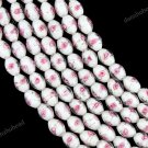 35PCS WHITE LAMPWORK GLASS RICE LOOSE BEADS STRAND 8X10MM