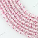 35PCS PINK LAMPWORK GLASS RICE LOOSE BEADS STRAND 8X10MM