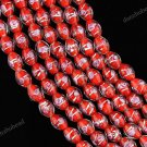 35PCS RED LAMPWORK GLASS RICE LOOSE BEADS STRAND 8X10MM