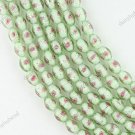 35PCS LIGHT GREEN LAMPWORK GLASS RICE LOOSE BEADS STRAND 8X10MM