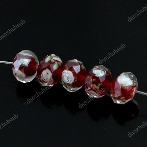 20X RED LAMPWORK GLASS FACETED SPACER LOOSE BEADS FINDINGS 7X11MM