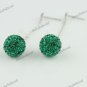 1 PAIR DEEP GREEN SWAROVSKI CRYSTAL TRUE 925 SILVER BALL DANGLE EARRINGS 10MM