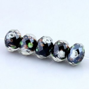 20X BLACK LAMPWORK GLASS FACETED SPACER LOOSE BEADS FINDINGS WHOLESALE 7X11MM