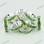 10X LIGHT GREEN CRYSTAL SILVER SPACER LOOSE BEADS DIY FINDINGS 12MM