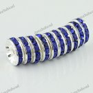 10X SAPPHIRE BLUE CRYSTAL SILVER SPACER LOOSE BEADS DIY FINDINGS 12MM