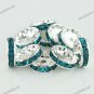 10X PEACOCK BLUE CRYSTAL SILVER SPACER LOOSE BEADS DIY FINDINGS 12MM