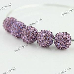 50X LIGHT PURPLE CRYSTAL ALLOY DISCO BALL LOOSE BEADS FINDINGS WHOLESALE 10MM