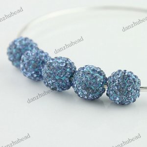 50X LIGHT BLUE CRYSTAL ALLOY DISCO BALL LOOSE BEADS FINDINGS WHOLESALE 10MM