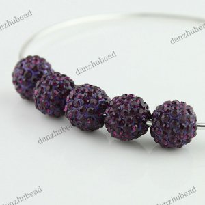 50X DEEP PURPLE CRYSTAL ALLOY DISCO BALL LOOSE BEADS FINDINGS WHOLESALE 10MM