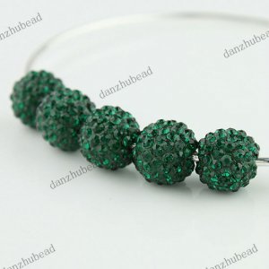 50X DEEP GREEN CRYSTAL ALLOY DISCO BALL LOOSE BEADS FINDINGS WHOLESALE 10MM