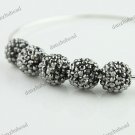 50X BLACK SILVER CRYSTAL ALLOY DISCO BALL SPACER LOOSE BEADS WHOLESALE 10MM