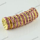 100X PINK CRYSTAL GOLD SPACER LOOSE BEADS JEWELRY FINDINGS WHOLESALE 12MM
