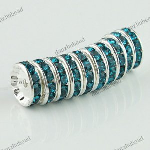 50X PEACOCK BLUE CRYSTAL SILVER SPACER LOOSE BEADS DIY FINDINGS WHOLESALE 12MM